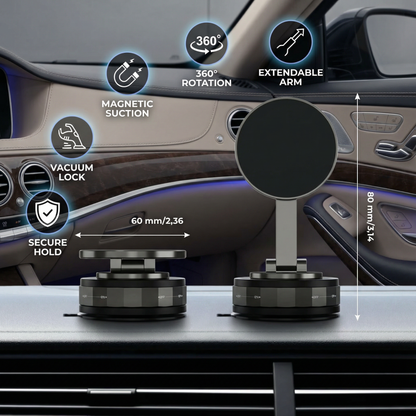 Magnetic Suction Cup – Extendable 360° Phone Holder with Vacuum Lock