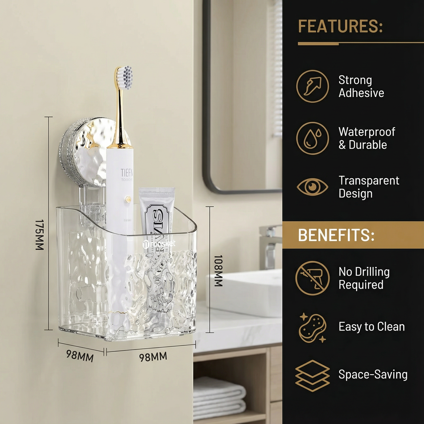 Adhesive Bathroom Storage Shelf