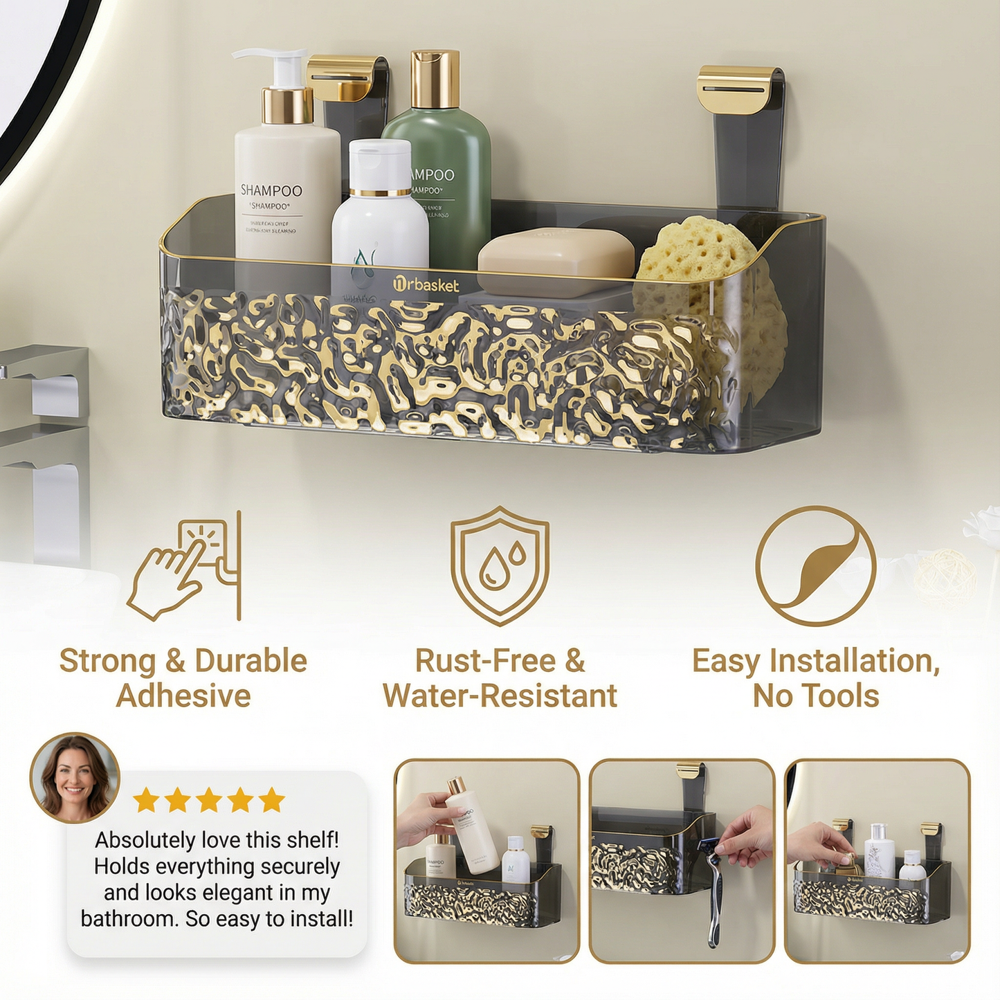 Adhesive Bathroom Storage Shelf