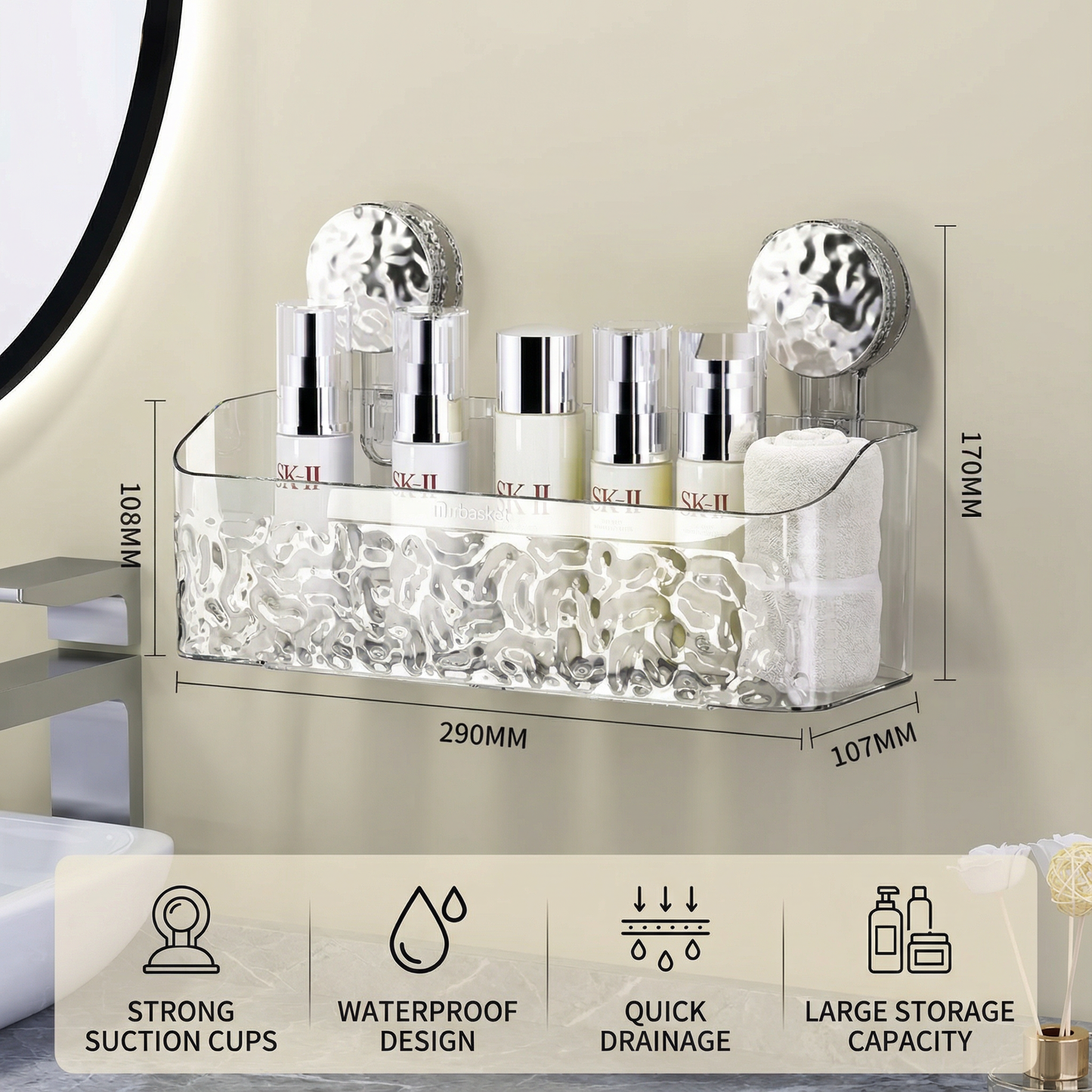 Adhesive Bathroom Storage Shelf