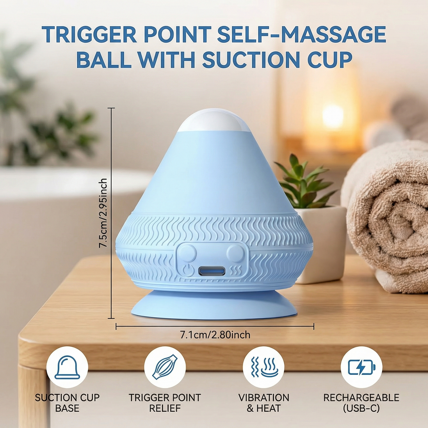 Trigger point self-massage ball with suction cup