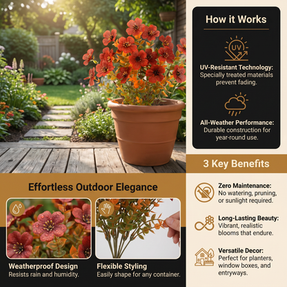 EverBloom No-Fade Artificial Wildflower Bouquet for Outdoor Planters