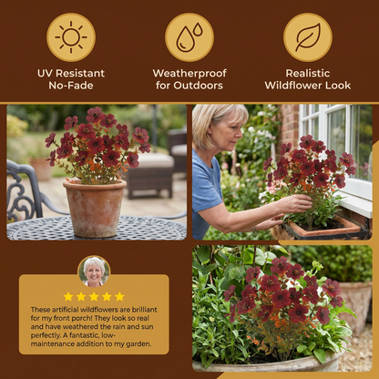 EverBloom No-Fade Artificial Wildflower Bouquet for Outdoor Planters